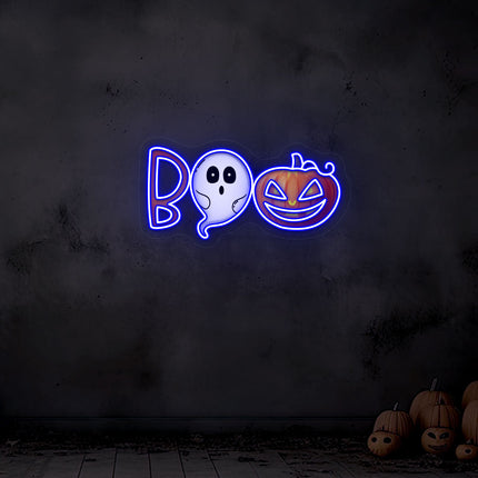 Boo Ghoul And Pumpkin Neon Artwork | Indoor | Wall Mounting