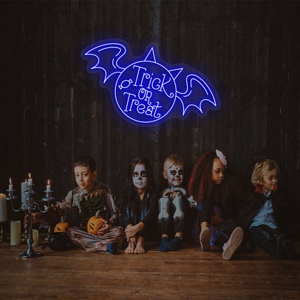 Trick Or Treat With Wings Neon Sign | Indoor | Wall Mounting