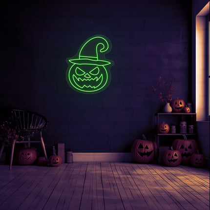 Angry Pumpkin With Hat Neon Sign | Indoor | Wall Mounting