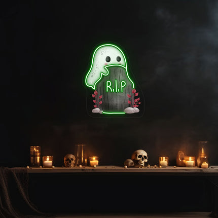 Ghoul On Tombstone Neon Artwork | Indoor | Wall Mounting