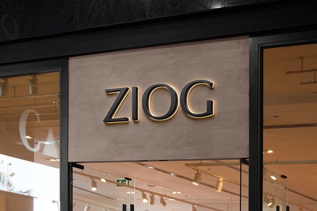 ZIOG illuminated retail storefront halo-lit channel letter sign