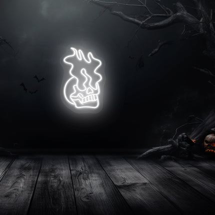 Skull On Fire Neon Sign | Indoor | Wall Mounting