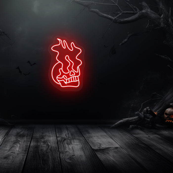 Skull Eyes On Fire Neon Sign | Indoor | Wall Mounting