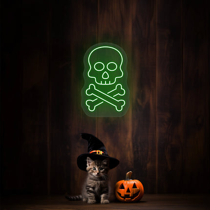 Skull With Bones Neon Sign | Indoor | Wall Mounting