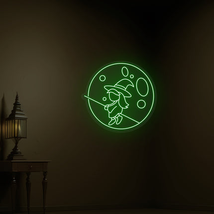 Baby Witch Flying Neon Sign | Indoor | Wall Mounting