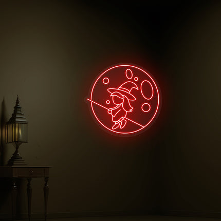 Baby Witch Flying Neon Sign | Indoor | Wall Mounting