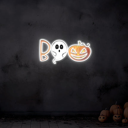 Boo Ghoul And Pumpkin Neon Artwork | Indoor | Wall Mounting