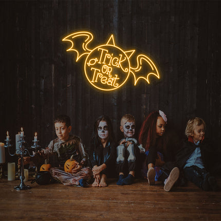 Trick Or Treat With Wings Neon Sign | Indoor | Wall Mounting