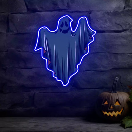 Ethereal Smiling Ghost Neon Artwork | Indoor | Wall Mounting