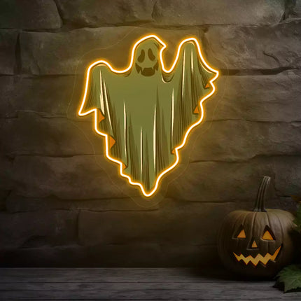 Ethereal Smiling Ghost Neon Artwork | Indoor | Wall Mounting