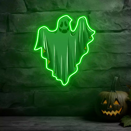 Ethereal Smiling Ghost Neon Artwork | Indoor | Wall Mounting